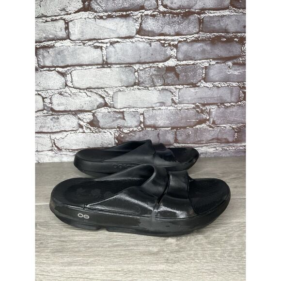 OOFOS OOAHH Black Recovery Rubber Comfort Slides Sandals Men Sz 44EU/11M US main image 15